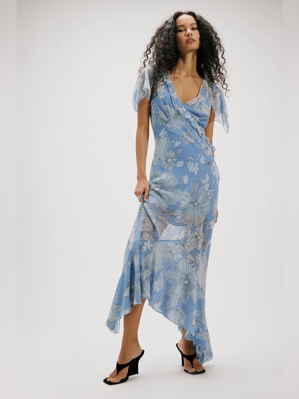 Free People Moonlight Maxi Dress Blue Floral Size 4